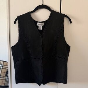 CABIN CREEK / Black Vintage Suede Leather & Cotton Vest